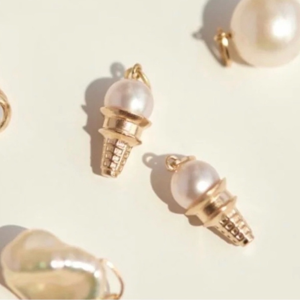 Catbird Gold and Pearl Ice Cream Cone Charm
